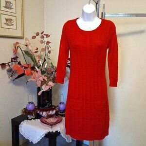 Preowned Eric Alexandre Unique Designed Stretchy Cardigan Knit Red Dress